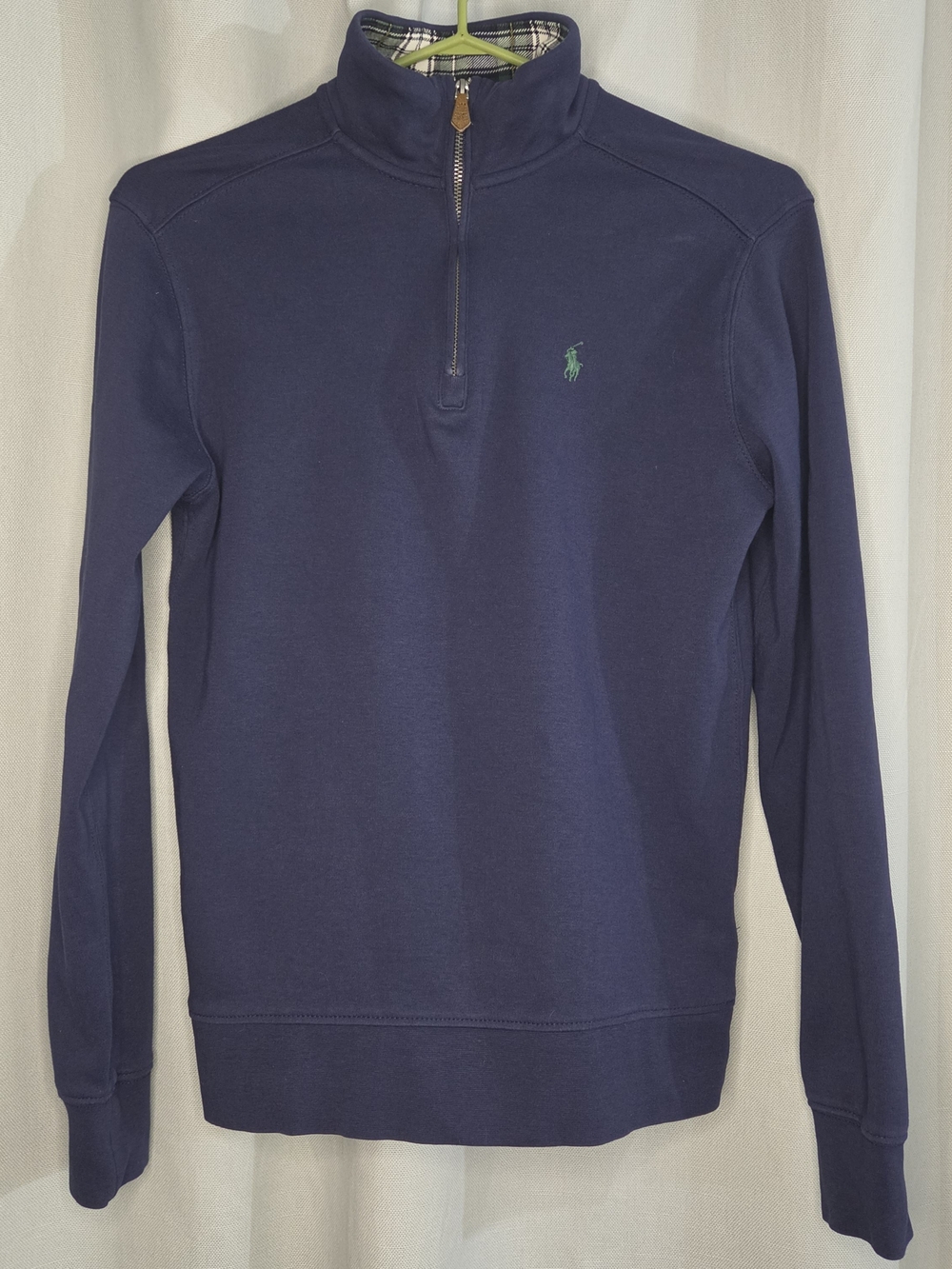 Polo by Ralph Lauren Navy Quarter-Zip Sweater with Green Pony Boy's Size Large
